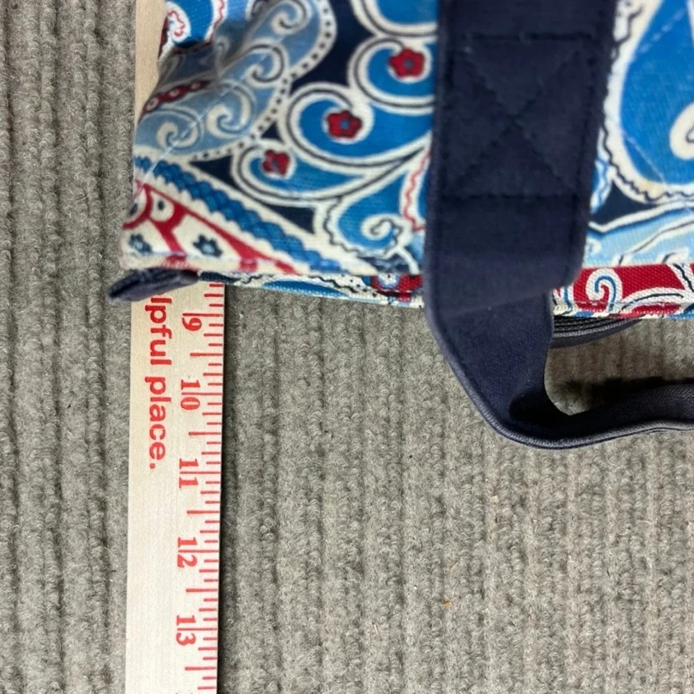 Vera Bradley Paisley Tote Bag and Matching Wallet Set Blue Red White Canvas
